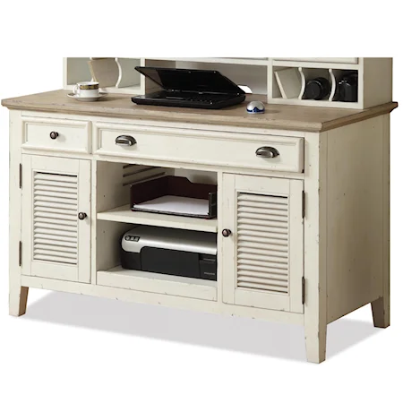 Shutter Door Credenza Desk with 2 Drawers